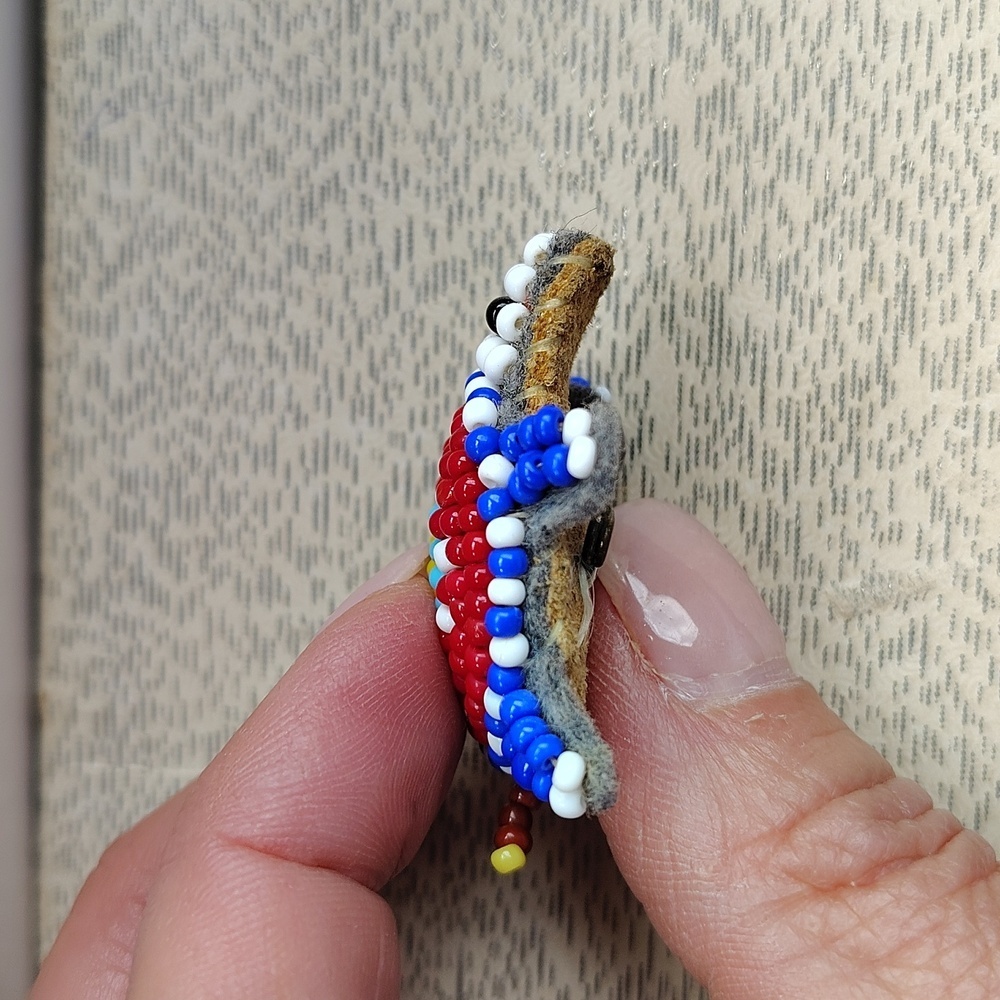 Native American Beaded Turtle Pinback Brooch - image 4